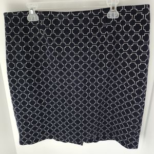 Talbots Black and White Geometric Midi Skirt
